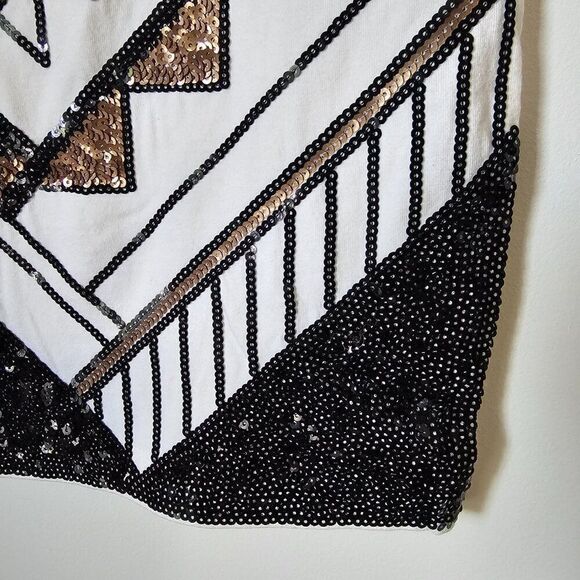 EUC EXPRESS SEQUINED MINI SKIRT GEOMETRIC PATTERN SIZE M - Picture 6 of 14
